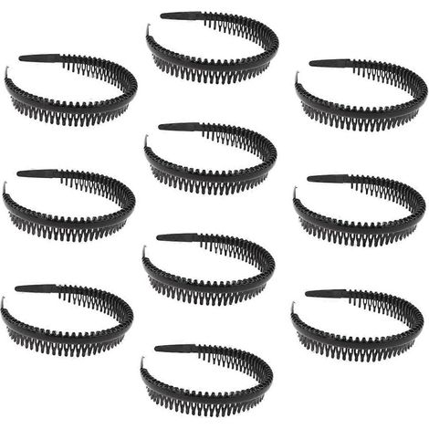 Lot de 10 serre-têtes unisexes antidérapants avec peignes et rubans, accessoires de coiffure pour femmes, filles, hommes et garçons (1/5)