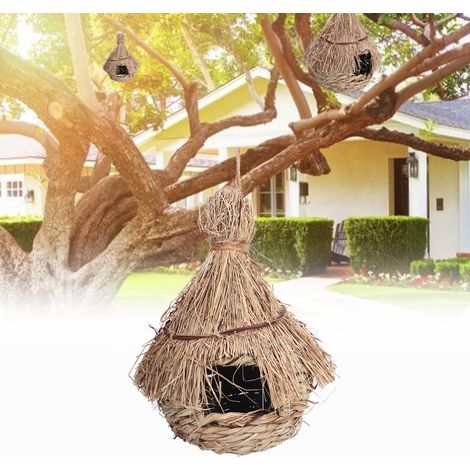 Nids d'oiseaux en paille faits main, cages à oiseaux, jouets pour oiseaux, nids pour perroquets, pigeons, décorations de jardin et de villa (1/5)