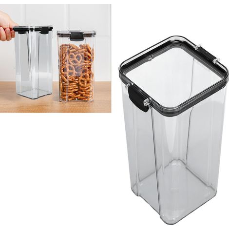 Boîte hermétique pour céréales et grains, idéale pour la conservation des aliments, en plastique transparent de qualité alimentaire, pour le stockage des en-cas et autres produits secs. Contenance : 1 (1/5)