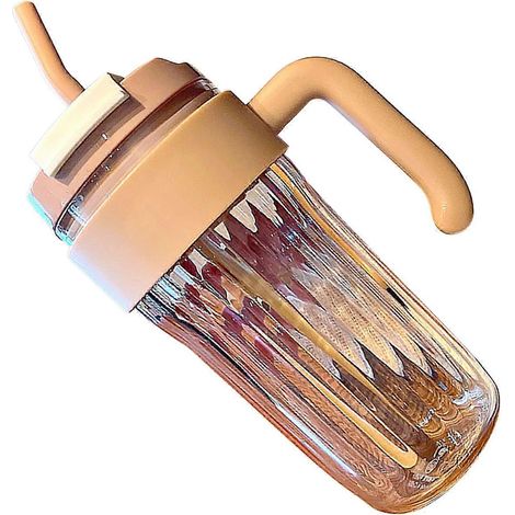 Bouteille d'eau en plastique grande capacité, transparente, avec poignée, idéale pour la maison et le bureau (920 ml). (1/5)