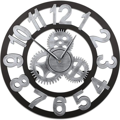3D Horloge Murale 40 cm, Steampunk Horloge Murale à Engrenages, Pendule Murale Classique Vintage en Métal, Horloges Rétro Silencieuse,Horloge Chiffre Romain,Décor Industriel pour Salon,Bar,d'Or (1/5)