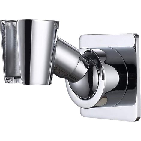 Supporto per soffione doccia, supporto regolabile in ottone per soffione doccia portatile, supporto a parete, installazione adesiva senza foratura (cromo lucido). (1/5)