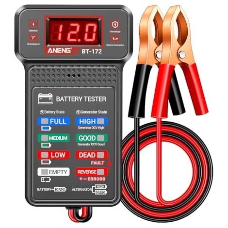 Testeur Batterie de Voiture,12V,Testeur Voiture,Numérique Analyseur Charge D’alternateur,Voltmètre avec Écran LCD et LED,Indicateur Tension Pour Voitures Outils Électriques - (1/5)