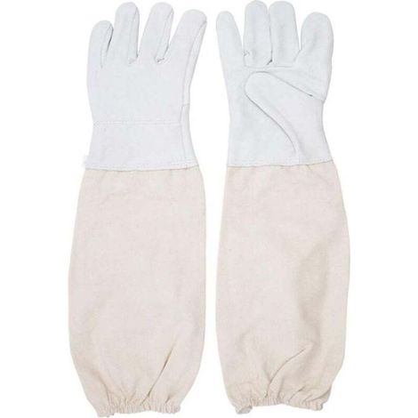 Gants de Protection en Peau de ChèVre Pour Apiculteur Avec Manches VentiléEs ModèLe Universel Gants en Cuir pour Apiculteur Outils D'Apiculture (1/4)