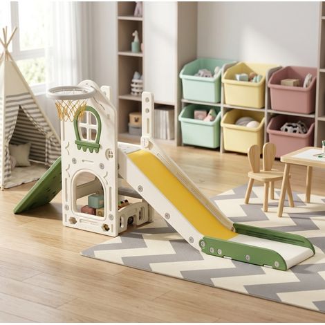 Scivolo da interno 191x100x84 cm in polietilene crema, pieghevole 4 in 1 per bambini – MEUBLIV (1/5)