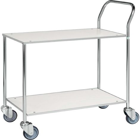 Carrello tavolo con 2 ripiani, Bianco, LxPxH 840x430x970 - Kongamek