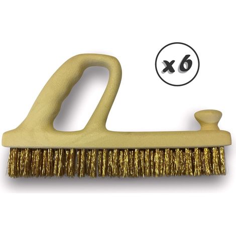 Brosse métallique Forme Rabot - Lot de 6 - Acier laitonné souple