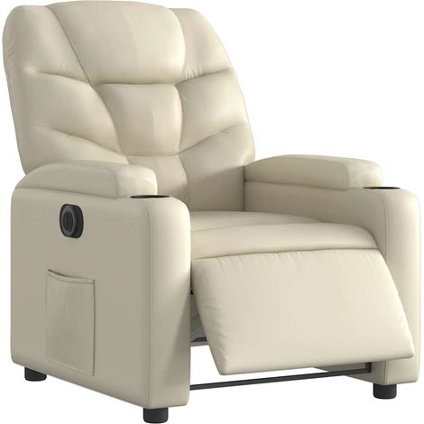 VidaXL Poltrona Reclinabile Elettrica Crema in Similpelle