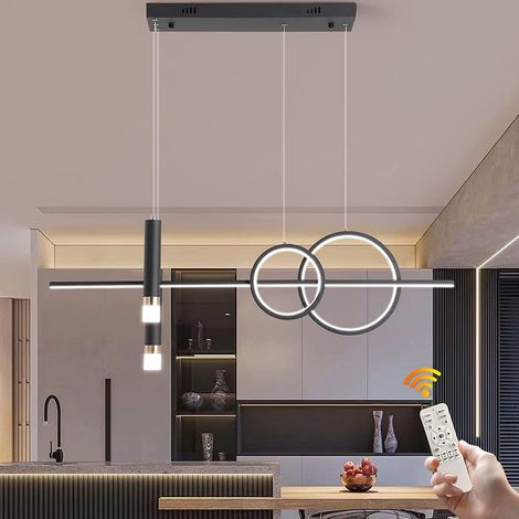 Modern Pendant Light Dimmable LED Chandelier with Remote Control Height Adjustable Pendant Hanging Lamp Chandelier for Living Room Kitchen Dining Room 40W (1/5)