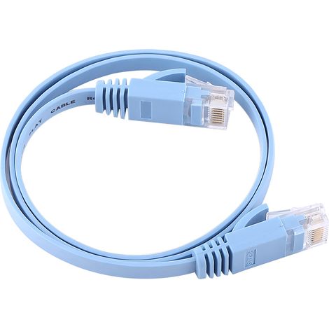 Câble Ethernet Plat RJ45 CAT6 UTP 0.5m Bleu Haute Vitesse 1000Mbps pour Routeur (1/5)