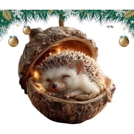 Pendentifs - Animaux de Noël - Pendentifs en chêne - Acrylique 2D - Animaux mignons - Décoration pour sapin de Noël - À suspendre - Pendentif en chêne idéal pour décorer un mur, le dos du sapin ou un
