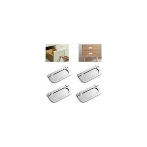 4Pcs Stainless Steel Invisible Handles Silver Cupboard Drawer Cabinet Wardrobe Accessories-With Screws(75mm) Kitchen Cabinet Door Handles (1/3)