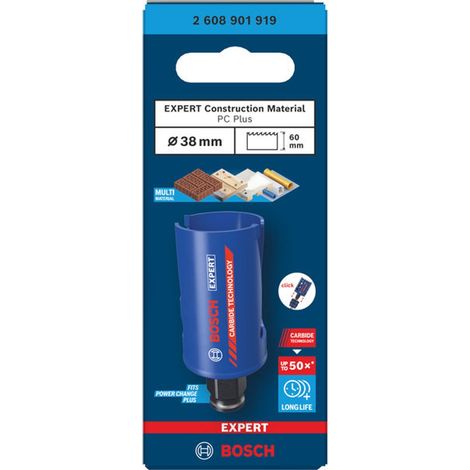 Bosch EXPERT Lochsäge Construction Material Power Change Plus, 38 x 60 mm