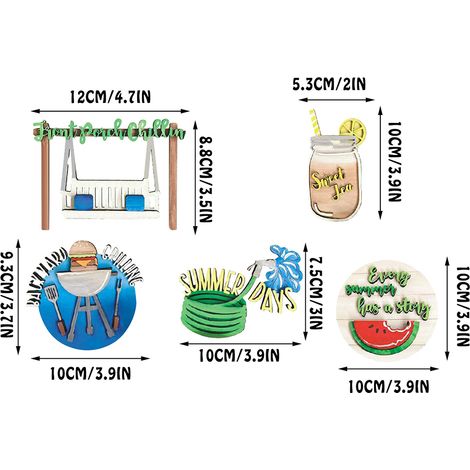Ensemble de décoration d'été pour plateau à étages, articles déco ferme en bois, mini panneaux en bois thème estival, ornements pour maison et cuisine (1/3)
