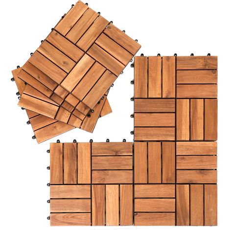 TolleTour Akazienholz Terrassenfliesen 30x30cm 1m² 11 Stück Klicksystem wetterfest rutschfest für Garten BalkonKlicksystem wetterfest rutschfest für Garten Balkon