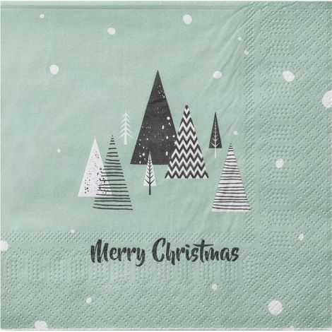 Eglo Servietten Merry Christmas Bäume grün 16,5 x 16,5 cm - 20er Pack Servietten (1/3)