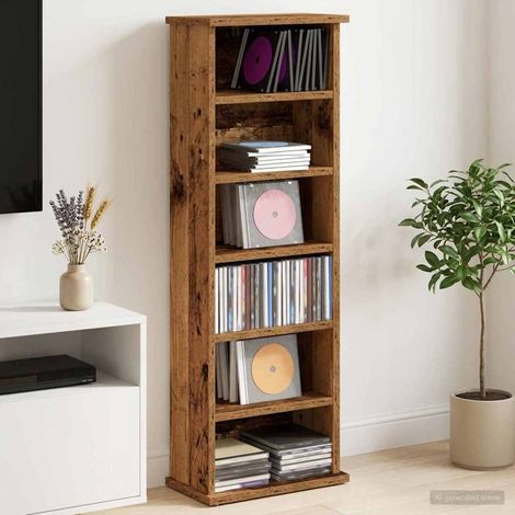 vidaXL Cabinet para CDs Madera envejecida 60 x 17 x 92 cm (1/5)