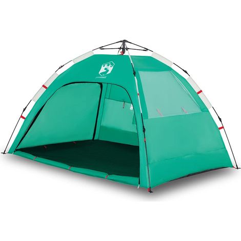 vidaXL Tienda de playa 2 personas impermeable apertura rápida verde (1/2)