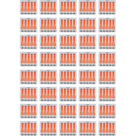 Lot de 40 connecteurs à levier et écrou, bornier compact à 5 conducteurs pour connexion rapide, PCT-215, orange (1/5)