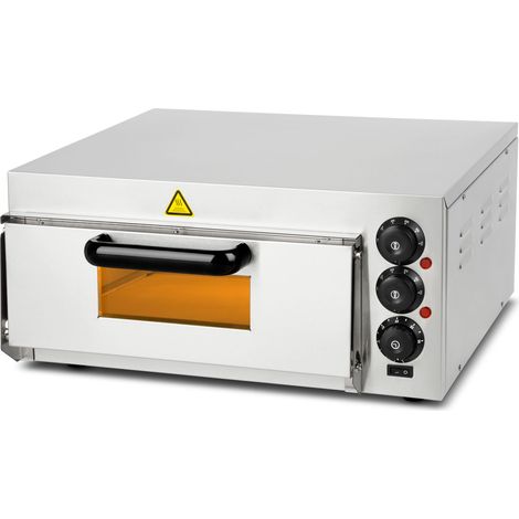 VERTES Pizzaofen Backofen Steinbackofen Elektrisch mit 2000W, Gastro Steinofen aus Edelstahl mit Schamottstein, Ober und Unterhitze unabhängig regelbar bis 350°C, Timer Funktion sowie Licht (1/5)