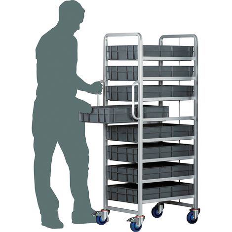Chariot RS PRO Non 8 plateaux en Acier, 600 x 400 x 120mm, Capacité de charge 250kg Charge moyenne ( Prix pour 1 )