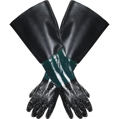 Par de guantes de arenado de 60x30 cm para chorro de arena con microesferas. (1/5)