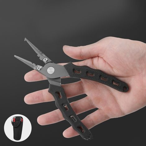Pince multifonction portable pour pêche, en acier inoxydable type japonais avec étui Oxford résistant. (1/2)
