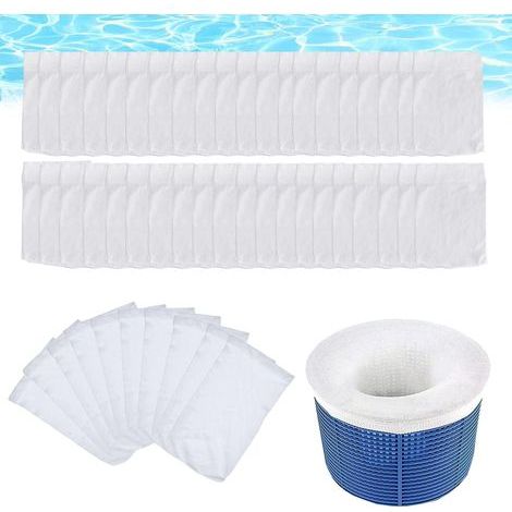 Lot de 50 chaussettes pour skimmer de piscine maille ultra-fine lavables et réutilisables en nylon élastique. (1/5)