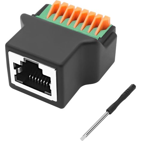 Adaptateur RJ45 vers 8 broches Quick Connect sans soudure, connecteur RJ45 8P8C femelle vers 8 broches type terminal presse sans soudure pour CAT5/6/7 audio analogique GPIO (1/5)