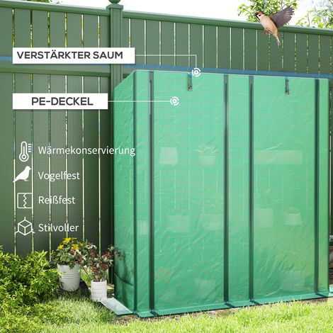 Mini serre 3 niveaux avec étagère, bâche PVC anti-UV, mobile, porte à enrouler, 144 x 48 x 152 cm, vert (1/4)
