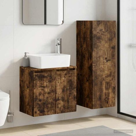 vidaXL Bathroom Furniture Set 2 pcs Smoked Oak 33 x 34.5 x 100 cm (1/5)