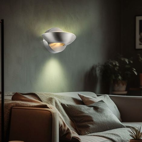 Wandlampe Wandleuchte Flurleuchte Wohnzimmerlampe, 2 Flammig Up & Down, Nickel matt, LED warmweiß, HxB 16,5x11cm