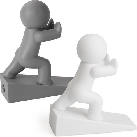 Cute Door Stopper, 2 Packs of Door Stoppers, Flexible and Effective to Keep Your Door Open (White and Grey) (1/5)