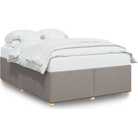 Maison Exclusive - Cadre de lit sans matelas taupe 140x200 cm tissu (1/5)