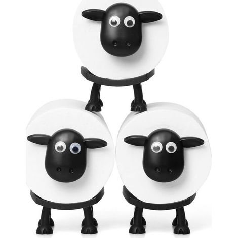 Sheep Toilet Roll Holder - Funny Toilet Paper Holder Free Standing Bathroom Set - 3D Printed Black Sheep Loo Roll Holder - Hilarious Tissue Paper Roll Storage - Cute Bathroom Decor - Set of 3 (1/4)