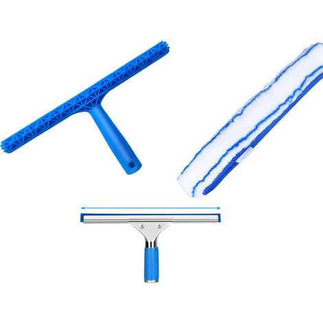 Raclette à vitre Professionnelle(30cm), Lave-vitre avec Raclette Silicone et Brosse Microfibre, Kit de Nettoyage de Vitres pour Salle de Bain, Douche, Voiture, Fenêtres (1/5)