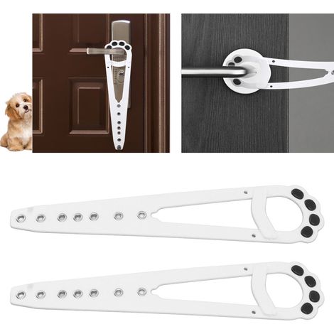 Cierrapuertas ajustable para perros y gatos [juego de 2 piezas]: Cierrapuertas blanco fabricado en PE y metal para proteger contra la infestación de perros. (1/5)