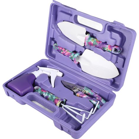 5-teiliges Gartengeräte-Set mit Tragetasche, bestehend aus Kultivator, Rechen, Schaufeln, Astschere und Sprühdose (1/5)