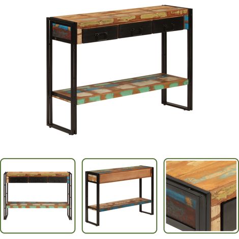 Bois recyclé - Table console 110x30x76 cm Bois massif de récupération (1/5)