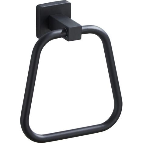 Anneau porte-serviettes de salle de bain noir mat, porte-serviettes de cuisine mural en acier inoxydable robuste (1/4)