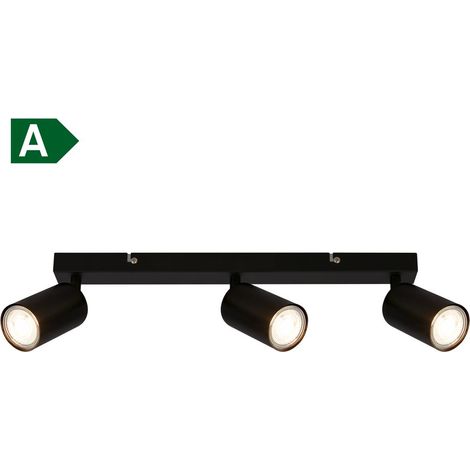 B.K.Licht Plafonnier LED EEK A, EEK A, Pivotant, lumière 50.000h, ampoule changeable, noir, 15,5 x 5,5 x 44 cm