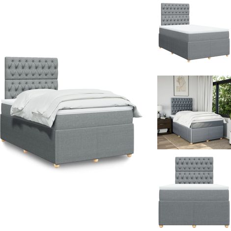 Sommier à lattes de lit et matelas gris clair 120x190 cm tissu - Sommier À Lattes De Lit - Sommiers À Lattes De Lit - Lit - Meuble De Chambre À Coucher (1/5)