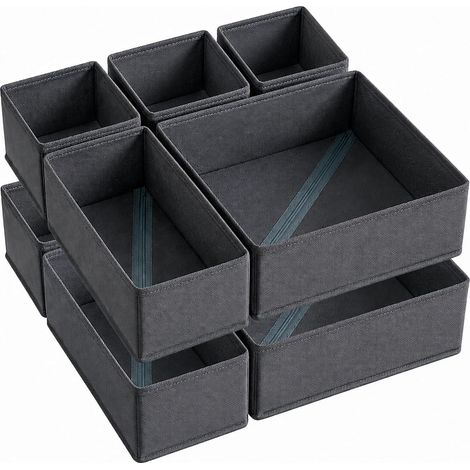 Lot de 8 Organisateur de Tiroir Gris Rangement Vetement Dressing (1/5)