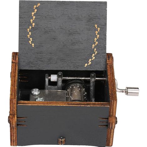 Vintage-Spieluhr aus Holz mit handbetriebenen, geschnitzten Gravuren und passenden Melodien – kreatives Geschenk für Feiertage und Geburten