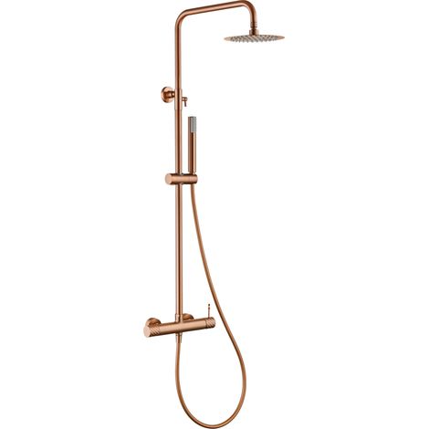 Conjunto ducha monomando Bless oro rosa cepillado [ IMEX® ]