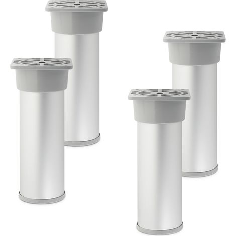 4er Set Möbelfüße ALFA Ø 50 mm Höhe 150 mm Silberoptik eloxiert (1/2)