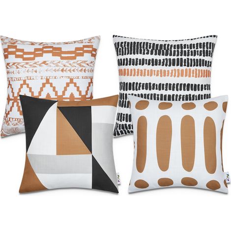 Paco Home Fundas Cojines Decoración Salón Motivo Geométrico Funda Cojín Decorativa 4pcs-Set, Marrón