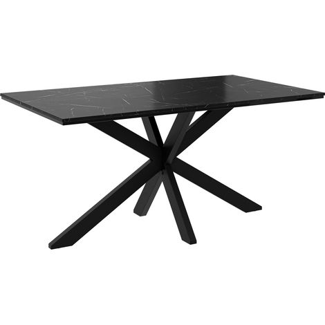 Mesa Goodyear 136, Mármol negro, 74x90x160cm, Aglomerado laminado, Metal