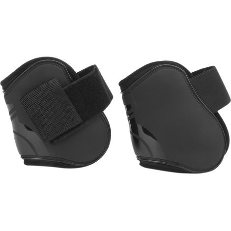 Lot de 4 guêtres de protection pour tendons de cheval, légères et réglables, pour le saut d'obstacles. Ensemble de 2 guêtres pour les membres postérieurs (taille L), noires. (1/5)
