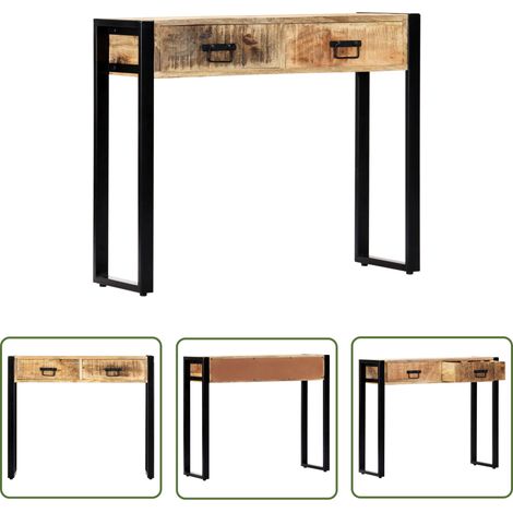 INLIFE Table console 90 x 30 x 75 cm Bois de manguier massif (1/5)